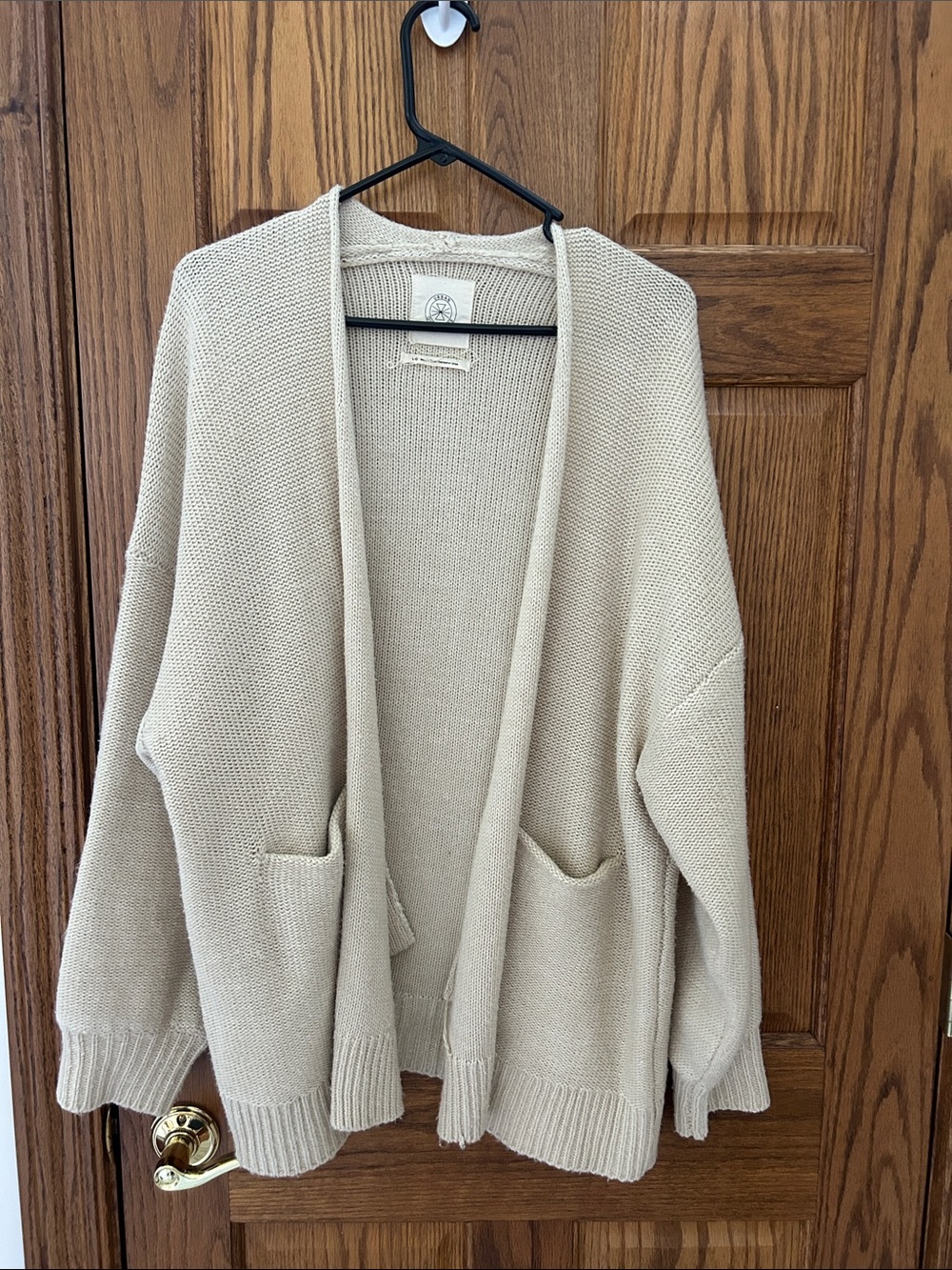 Urban Outfitters Cream Open-Front Knit Cardigan